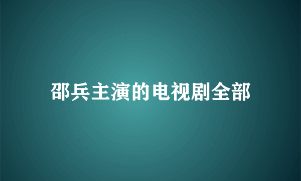邵兵主演的电视剧全部