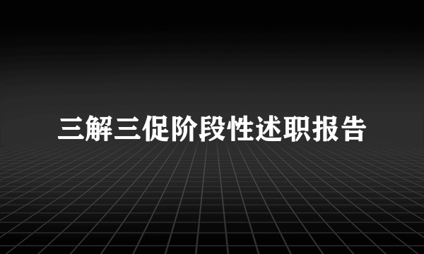 三解三促阶段性述职报告