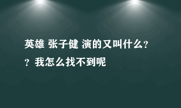 英雄 张子健 演的又叫什么？？我怎么找不到呢