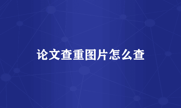 论文查重图片怎么查