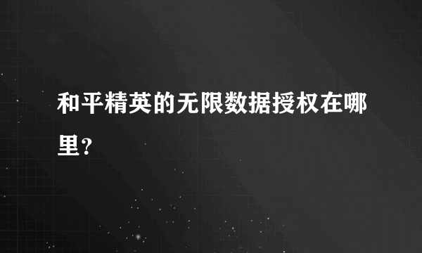 和平精英的无限数据授权在哪里？