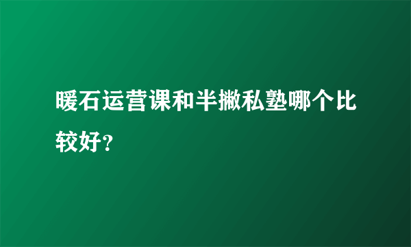 暖石运营课和半撇私塾哪个比较好？