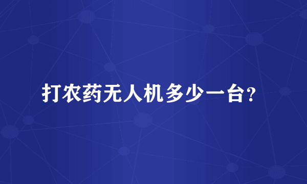 打农药无人机多少一台？