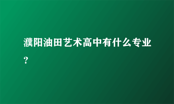 濮阳油田艺术高中有什么专业？