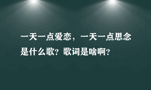 一天一点爱恋，一天一点思念是什么歌？歌词是啥啊？