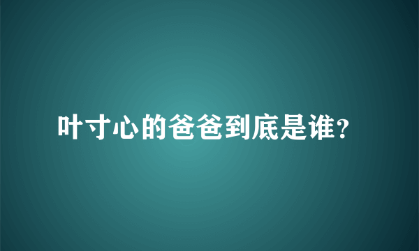 叶寸心的爸爸到底是谁？