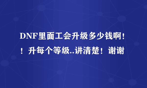 DNF里面工会升级多少钱啊！！升每个等级..讲清楚！谢谢