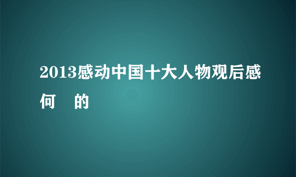 2013感动中国十大人物观后感何玥的