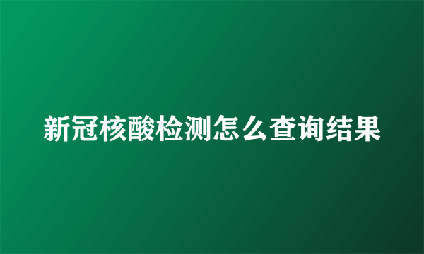 新冠核酸检测怎么查询结果