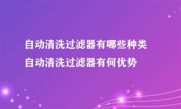 自动清洗过滤器有哪些种类 自动清洗过滤器有何优势
