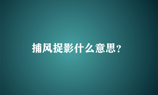 捕风捉影什么意思？