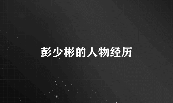 彭少彬的人物经历