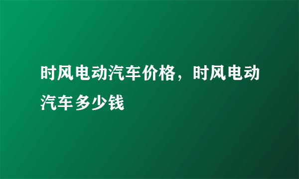 时风电动汽车价格，时风电动汽车多少钱