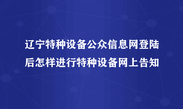 辽宁特种设备公众信息网登陆后怎样进行特种设备网上告知