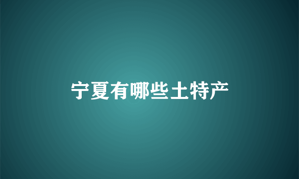 宁夏有哪些土特产