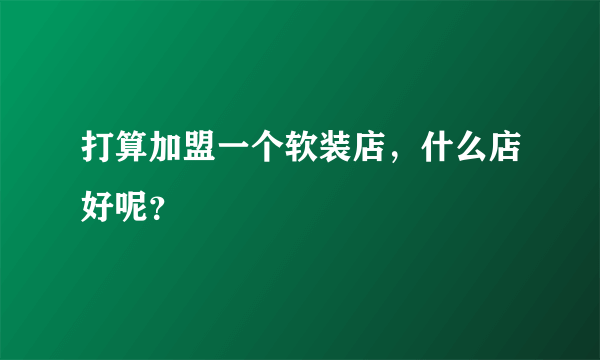 打算加盟一个软装店，什么店好呢？