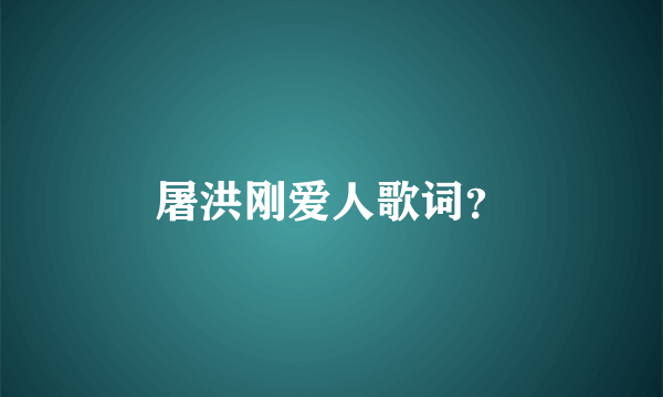 屠洪刚爱人歌词？