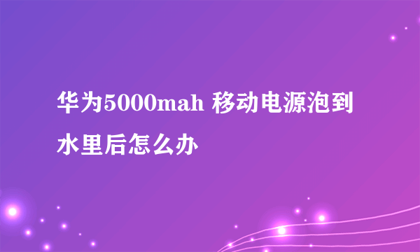 华为5000mah 移动电源泡到水里后怎么办