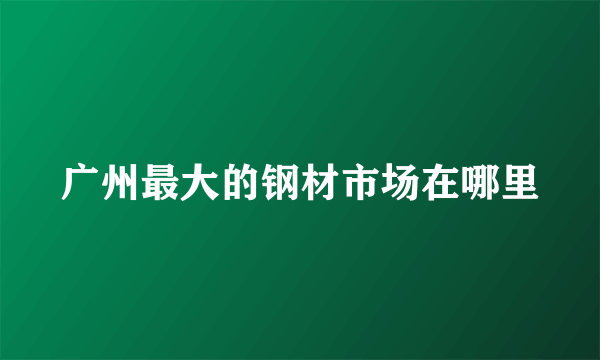 广州最大的钢材市场在哪里