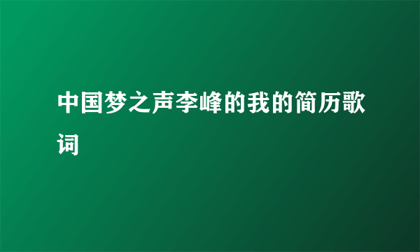 中国梦之声李峰的我的简历歌词
