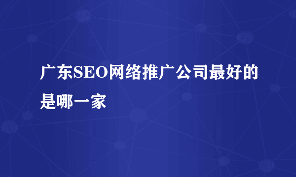 广东SEO网络推广公司最好的是哪一家