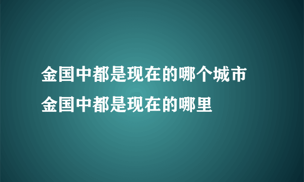 金国中都是现在的哪个城市 金国中都是现在的哪里