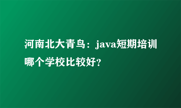 河南北大青鸟：java短期培训哪个学校比较好？