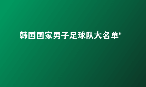 韩国国家男子足球队大名单