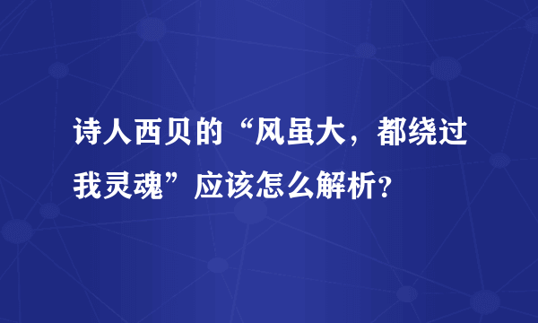 诗人西贝的“风虽大，都绕过我灵魂”应该怎么解析？