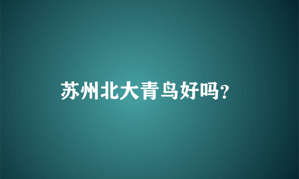 苏州北大青鸟好吗？
