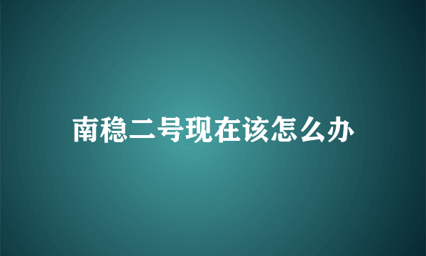 南稳二号现在该怎么办