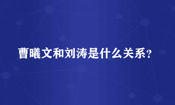 曹曦文和刘涛是什么关系？