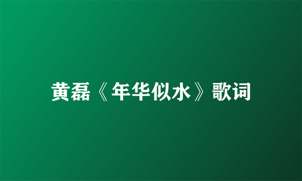 黄磊《年华似水》歌词