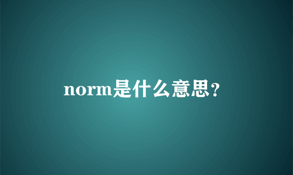 norm是什么意思？