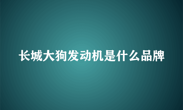 长城大狗发动机是什么品牌