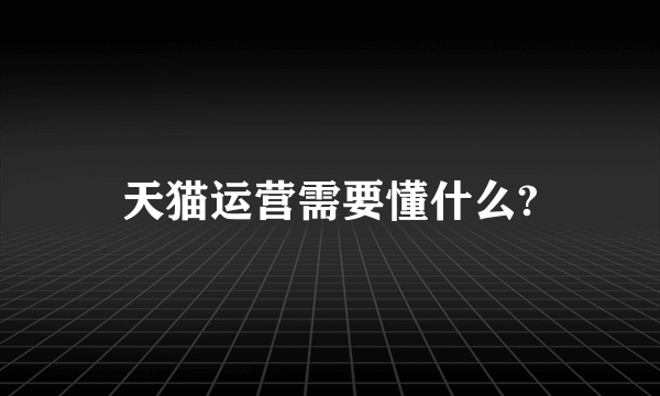 天猫运营需要懂什么?
