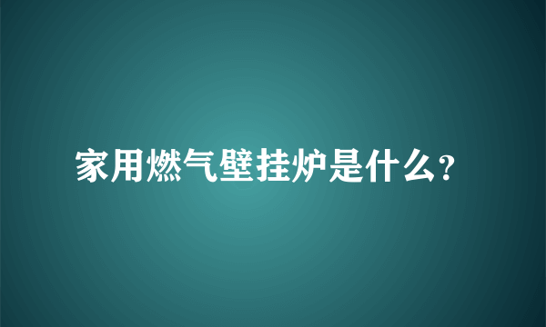 家用燃气壁挂炉是什么？