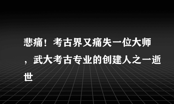 悲痛！考古界又痛失一位大师，武大考古专业的创建人之一逝世