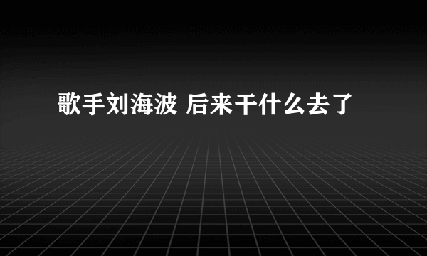 歌手刘海波 后来干什么去了