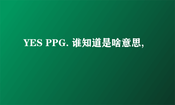 YES PPG. 谁知道是啥意思,