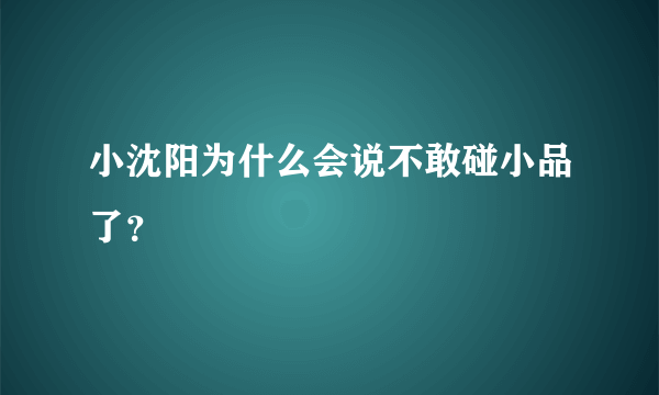 小沈阳为什么会说不敢碰小品了？