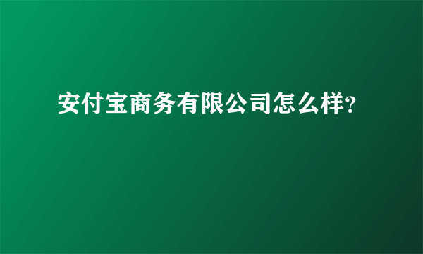 安付宝商务有限公司怎么样？