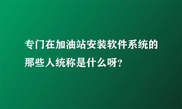 专门在加油站安装软件系统的那些人统称是什么呀？