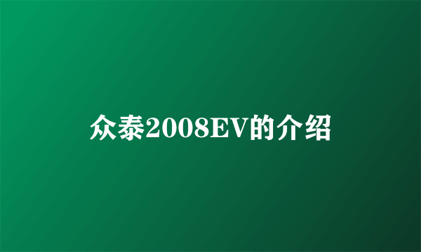 众泰2008EV的介绍