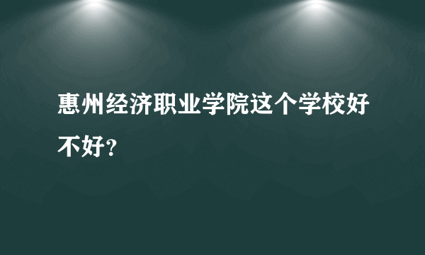 惠州经济职业学院这个学校好不好？