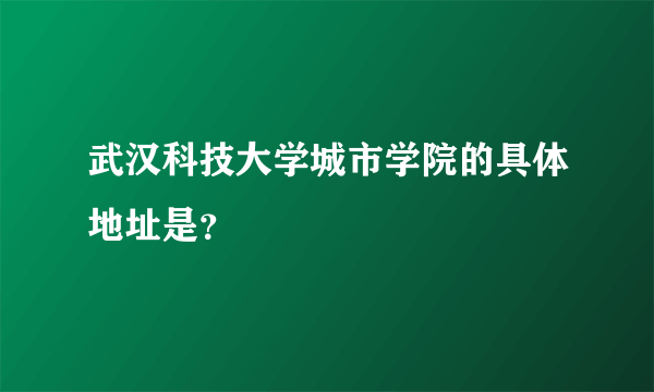 武汉科技大学城市学院的具体地址是？