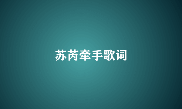 苏芮牵手歌词