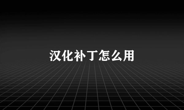 汉化补丁怎么用