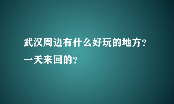 武汉周边有什么好玩的地方？一天来回的？