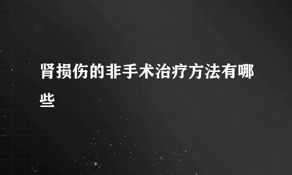 肾损伤的非手术治疗方法有哪些